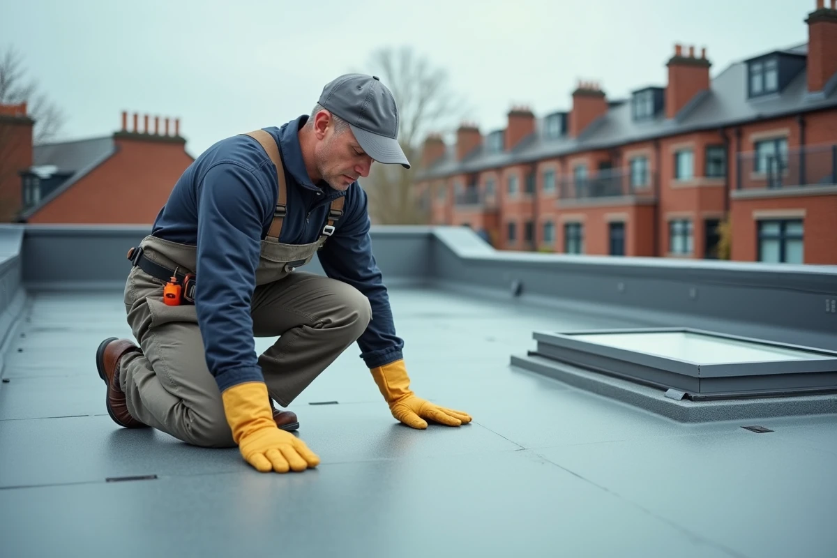 Superviseur inspectant un toit de condominium en extérieur